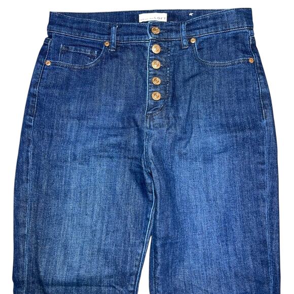 Ann Taylor Button Fly Jeans Kick Crop Dark - Picture 2 of 10